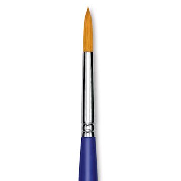 Open in modal - Blick Scholastic Golden Taklon Brush - Round, Long Handle, Size 8 close up