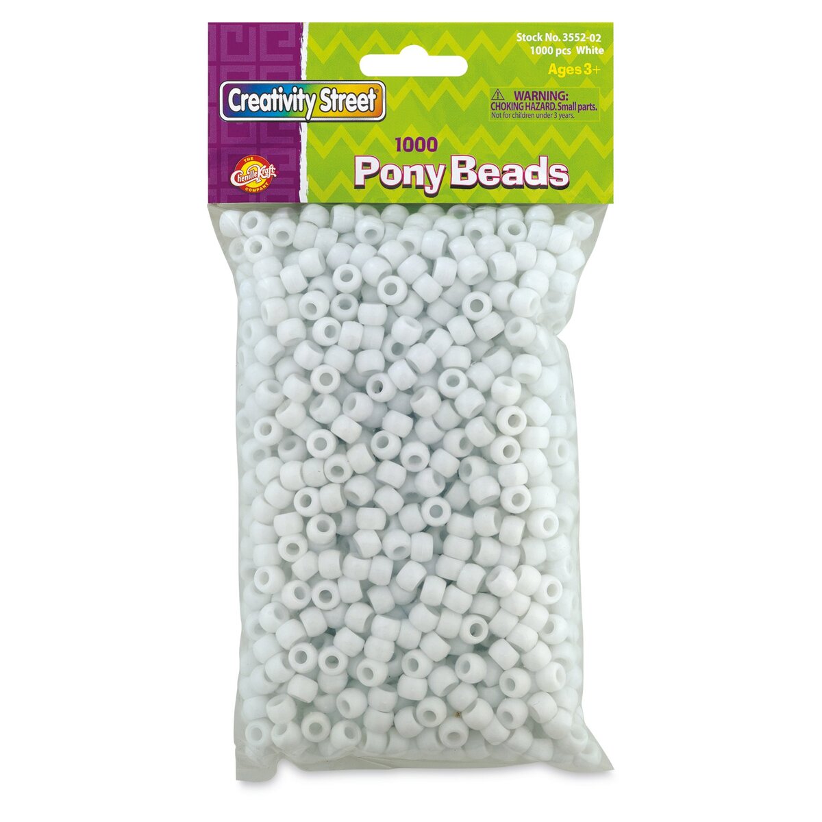 Creativity Street Pony Beads White 1000 Pieces
