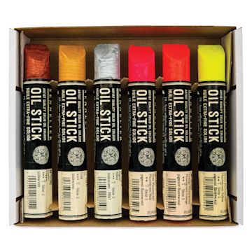 Open in modal - Sennelier Artists' Oil Sticks - Set of 6, Fluorescent and Metallic Colors