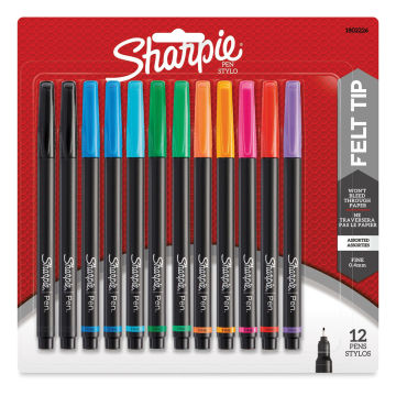 Sharpie Felt Tip Pens - Assorted Colors, Fine Point, Set of 12