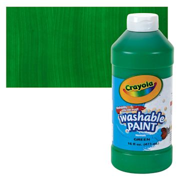 Open in modal - Crayola Washable Paint - Green, 16 oz bottle and swatch