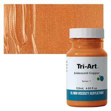 Open in modal - Tri-Art High Viscosity Artist Acrylic - Iridescent Copper, 120 ml jar and swatch