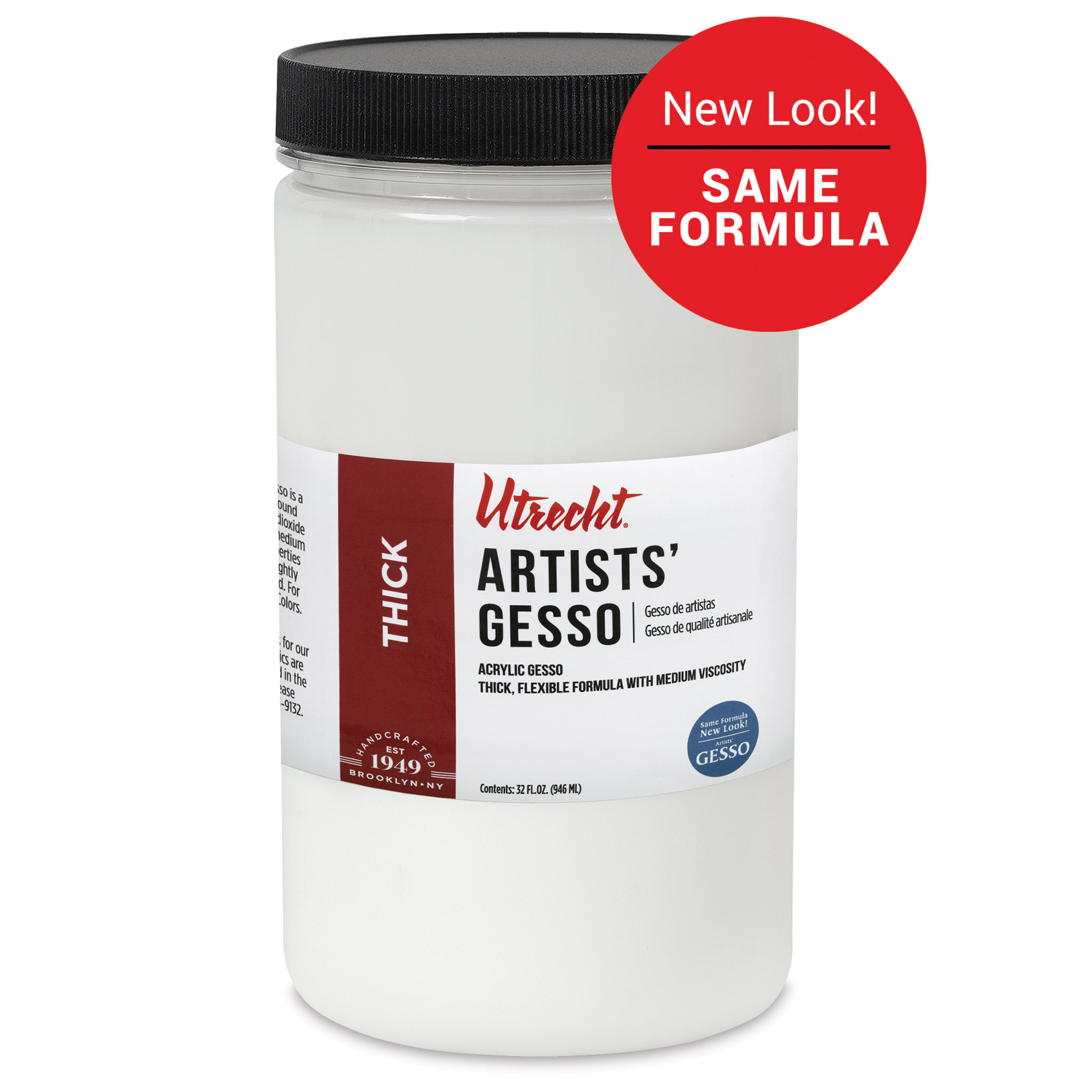 Utrecht Artists Acrylic Gesso Medium Bodied, White, Quart BLICK Art
