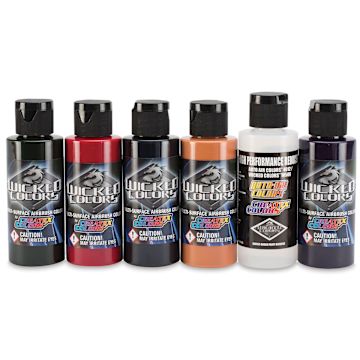 Open in modal - Createx Wicked Colors Airbrush Paint Sets - Component bottles of 6 pc Steve Driscoll Flesh Tones set