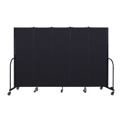 Screenflex Portable Room Dividers - 6 ft x 9 ft, Black, 5 Panel