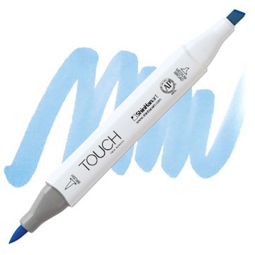 Open in modal - ShinHan Touch Twin Brush Marker - Sky Blue PB76 marker and swatch
