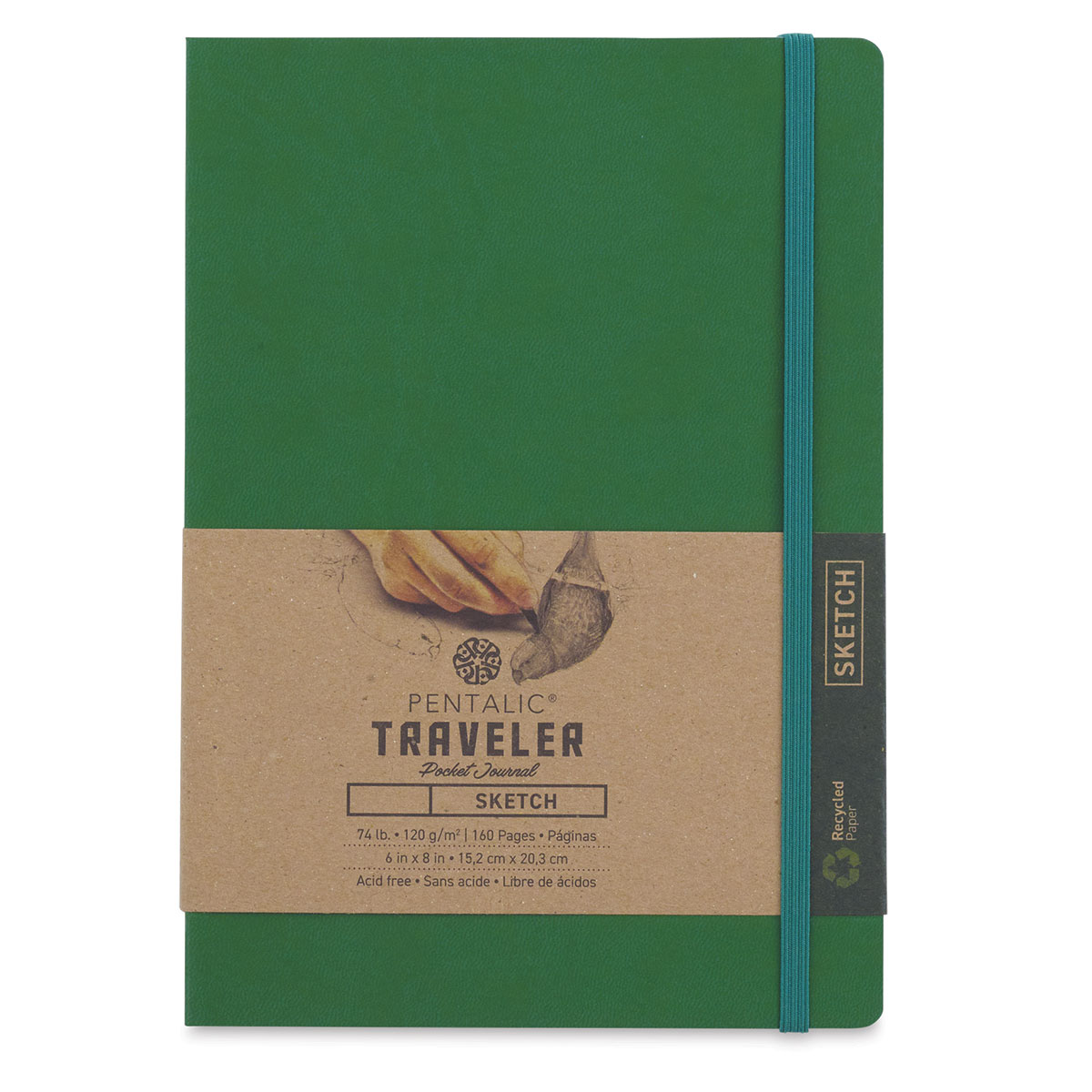 Pentalic Recycled Traveler's Sketchbook - 5-7/8 inch x 4-1/8 inch, Metallic Gold