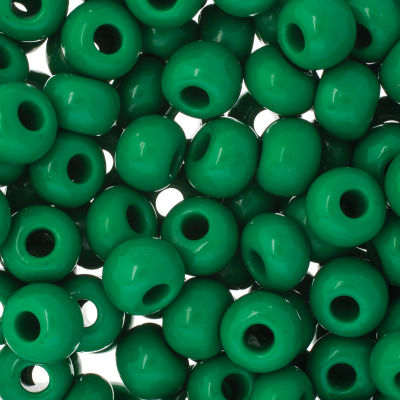 John Bead Czech Seed Beads - Medium Green, Opaque, 32/0, 19 g