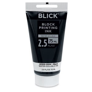 Blick Water-Soluble Block Printing Ink - Front of Black 2.5 oz Tube shown