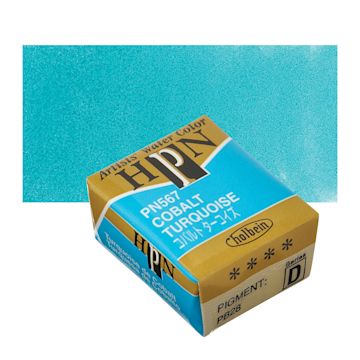 Open in modal - Holbein Artists' Watercolor Half Pan - Cobalt Turquoise and swatch