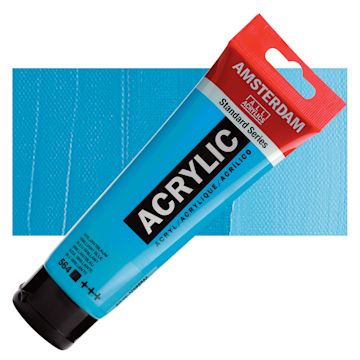 Open in modal - Amsterdam Standard Series Acrylic Paint - Brilliant Blue, 120 ml Tube and swatch