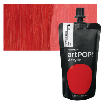 artPOP! Heavy Body Acrylic Paints - Vermilion Red, 120 ml Pouch with swatch