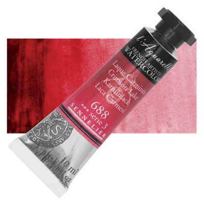 Sennelier French Artists' Watercolor - Crimson Lake, 10 ml, Tube with Swatch