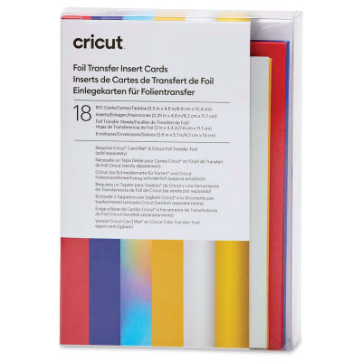Cricut Foil Transfer Insert Cards - Celebration, Pkg of 18, front of the packaging. 