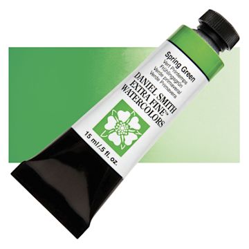 Open in modal - Daniel Smith Extra Fine Watercolor - Spring Green, 15 ml Tube and swatch