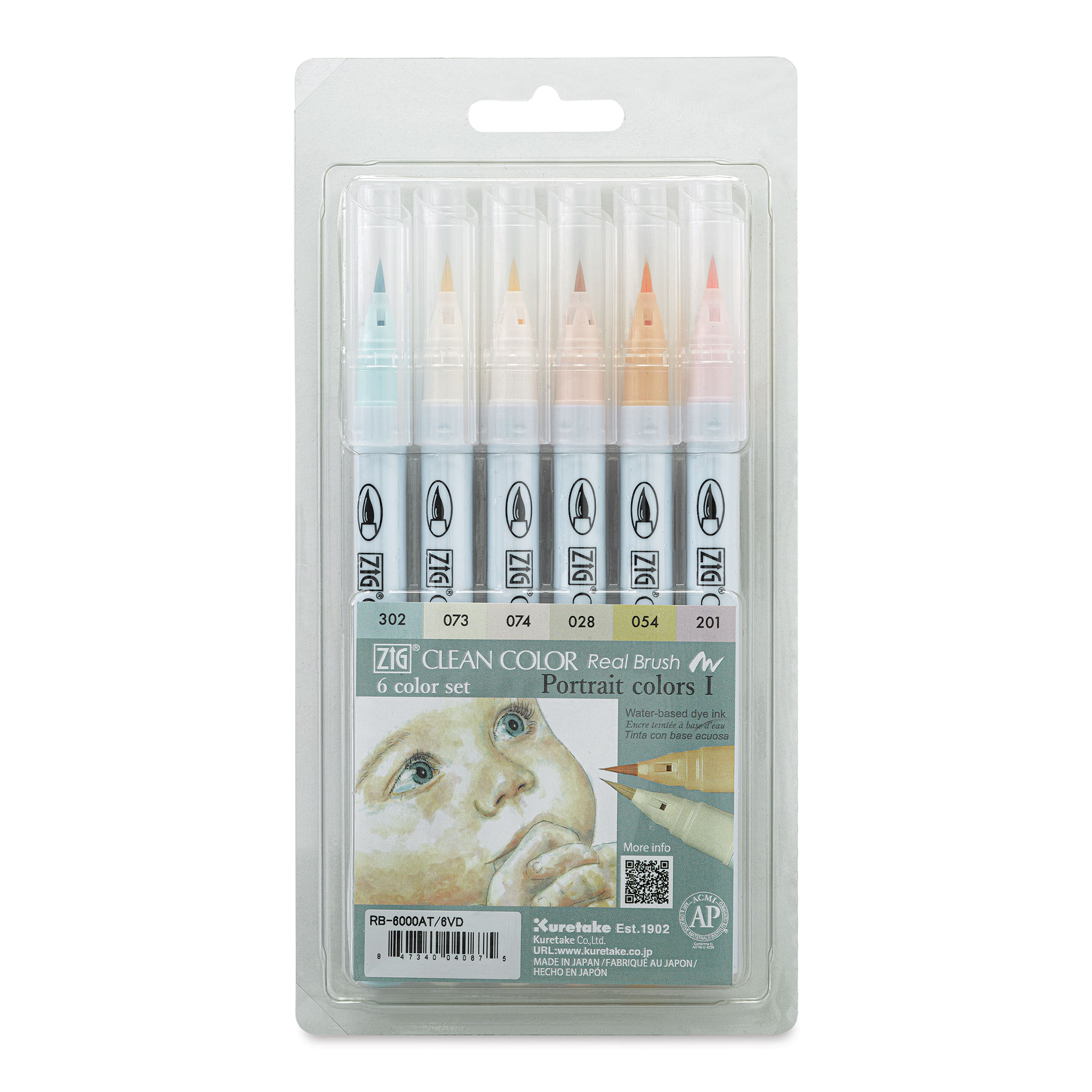 Kuretake ZIG Clean Color Real Brush Pen - 12 Color Set - Japanese
