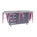 CEF Ed8 Work Table with Stools - Purple, Paint Scrape Steel, 36"H