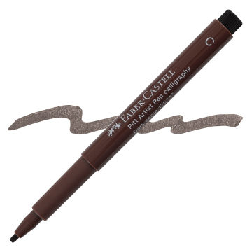 Faber-Castell Pitt Calligraphy Pen - Dark Sepia (swatch and marker)
