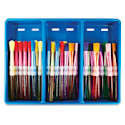 Royal & Langnickel Big Kids Choice Chubby Synthetic Brush Class Pack - Rounds and Flats, Set of 48