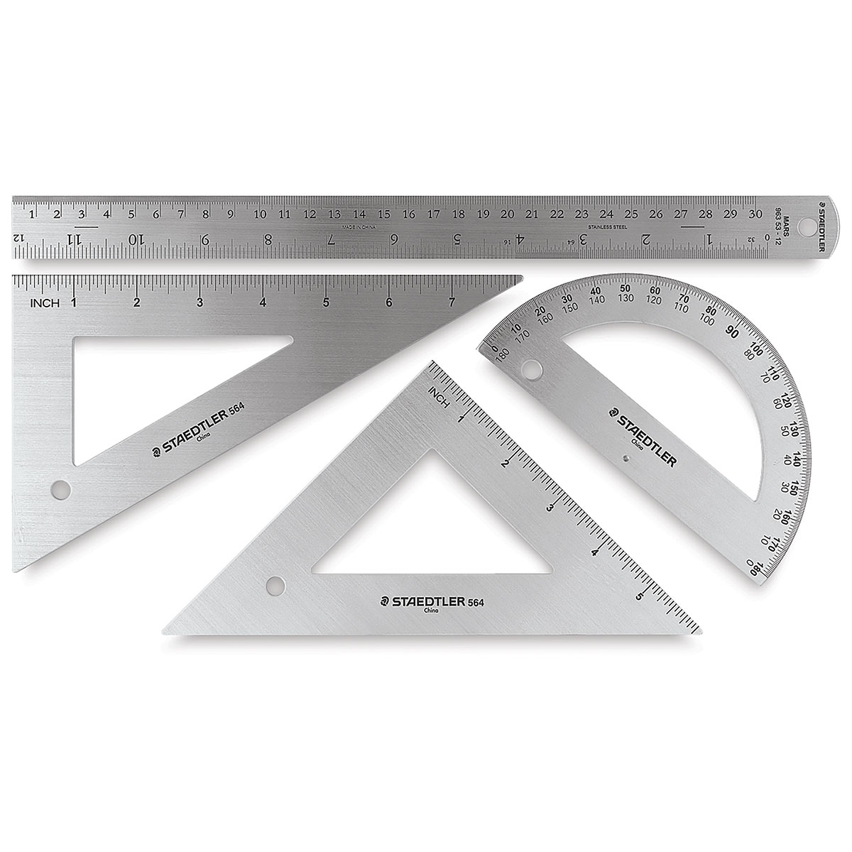 Rulers and set squares for school, professional use and technical