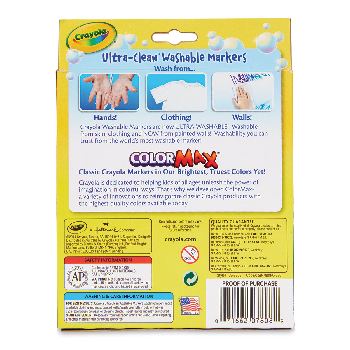 Crayola Ultra-Clean Washable Markers, Wedge Tip, Assorted, 8/Pack (58-7808)