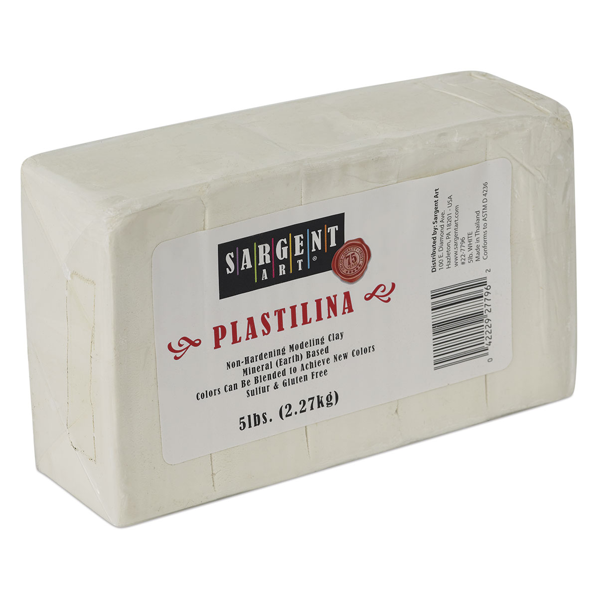 Sargent Art Plastilina Modeling Clay 5-Pound White 