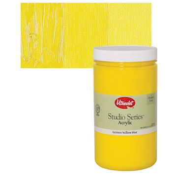 Open in modal - Utrecht Studio Series Acrylic Paint - Lemon Yellow Hue, Quart and swatch