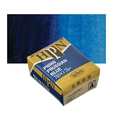 Open in modal - Holbein Artists' Watercolor Half Pan - Prussian Blue and swatch