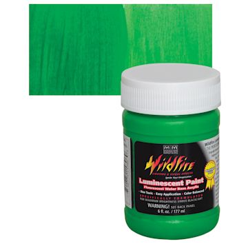 Open in modal - Wildfire Luminescent Fluorescent Acrylic Paint - Bright Green, 6 oz and swatch