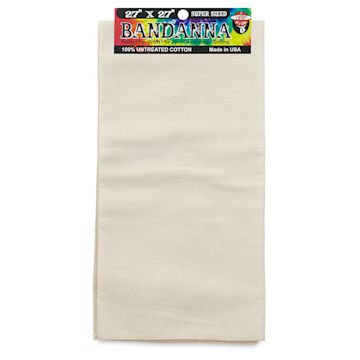 Open in modal - Carolina Creative Natural Cotton Bandana - Top view of 27" Square Cotton folded with hang tag