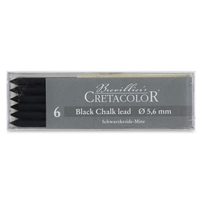 Cretacolor Leads - Set of 6 Black Chalk leads shown in package