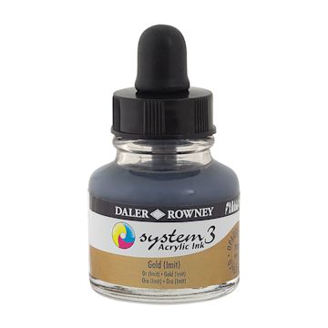 Open in modal - Daler-Rowney System3 Acrylic Ink - Gold, 1 oz