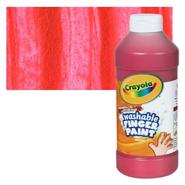Open in modal - Crayola Washable Fingerpaint - Red, 16 oz bottle and swatch