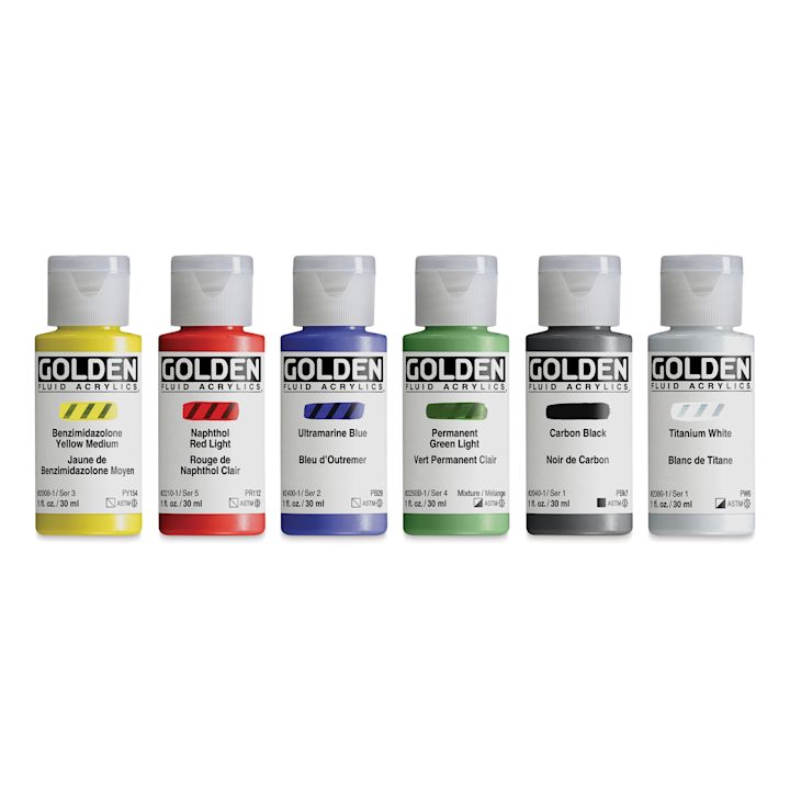 Golden Fluid Acrylics - Intro Colors, Set of 6, 30 ml | BLICK Art Materials