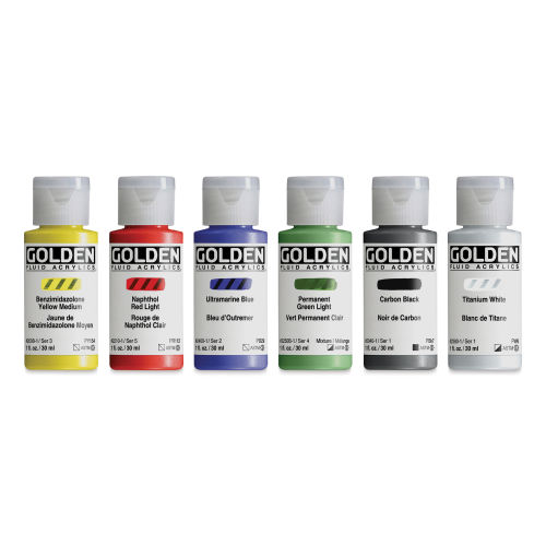 Golden Fluid Acrylics - Intro Colors, Set of 6, 30 ml