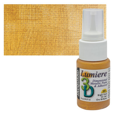 Jacquard Lumiere 3D Dimensional Metallic Paint and Adhesive - Bright Gold, 1 oz bottle