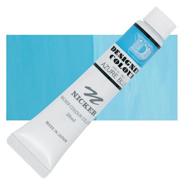 Open in modal - Nicker Designers Color Gouache - Azure Blue, 20 ml tube and swatch