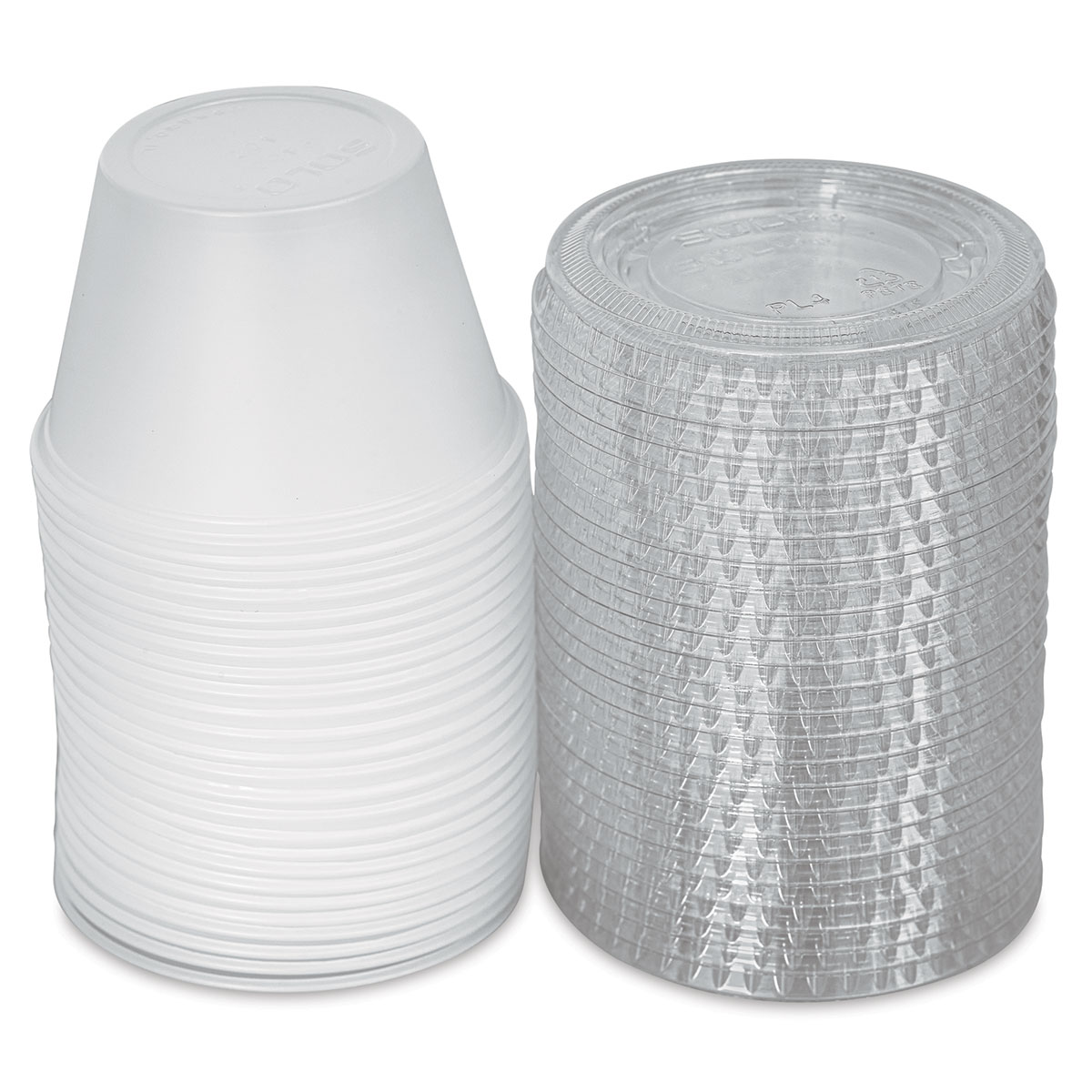 2 oz - 100 Sets Black Diposable Plastic Portion Cups With Lids