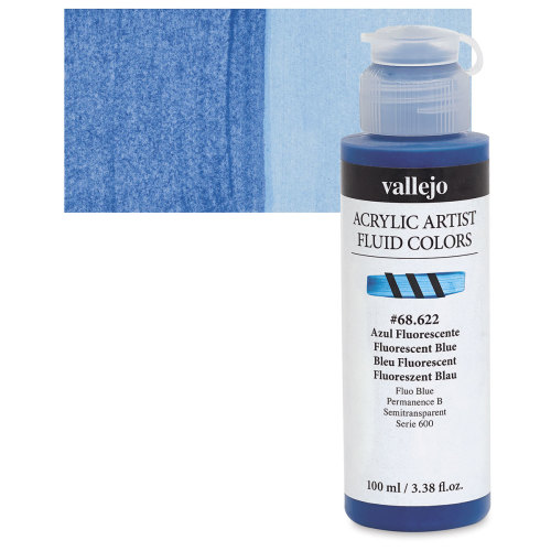 Vallejo Fluid Acrylic - Fluorescent Blue, 100 ml