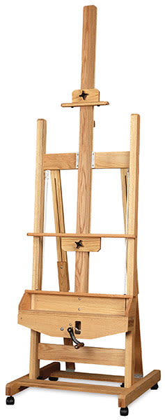 Best Crank Easel - Slightly angled view of Easel showing both canvas trays and crank handle