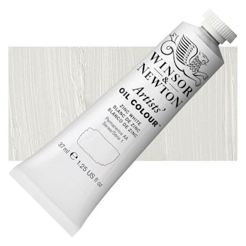 Open in modal - Winsor & Newton Artists' Oil Color - Zinc White, 37 ml tube and swatch