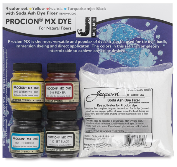 Jacquard Procion MX Fiber Reactive Cold Water Dye - Starter Set, Set of 4, 2/3 oz Jars