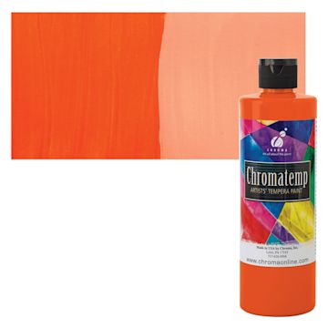Open in modal - Chroma Chromatemp Artists' Tempera Paint - Orange, Pint and swatch
