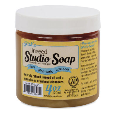 Jack's Linseed Studio Soap - Front of 4 oz jar shown