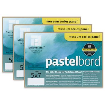 Open in modal - Ampersand Pastelbord Panel Pack - 5" x 7",  1/8" Profile, Sand, Pkg of 3