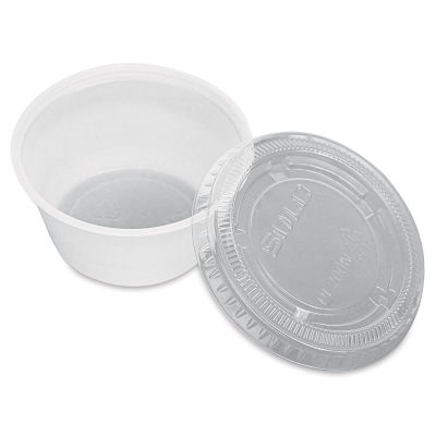Uline Plastic Cups with Lids - Single 2 ounce cup with lid adjacent