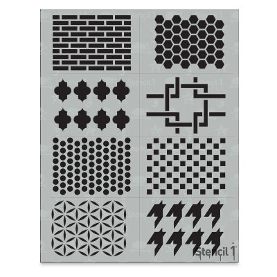 Stencil1 Multipack Stencil - Patterns, Set of 8, 8-1/2" W x 11" L
