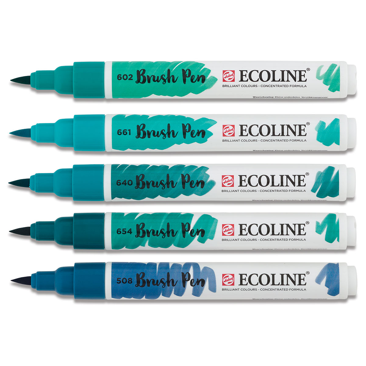 Royal Talens Ecoline Brush Set - Green blue Hues, Set of 5| Utrecht Art Supplies