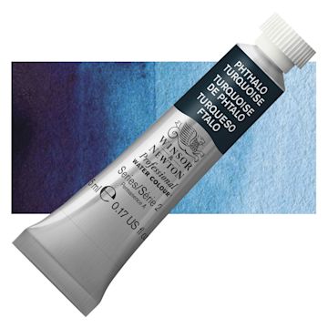 Open in modal - Winsor & Newton Professional Watercolor - Phthalo Turquoise, 5 ml Tube and swatch