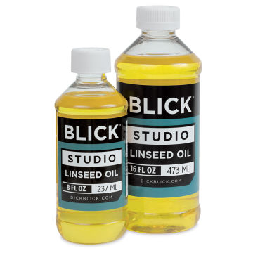 Blick Studio Linseed Oil - 8 and 16 oz. bottles shown